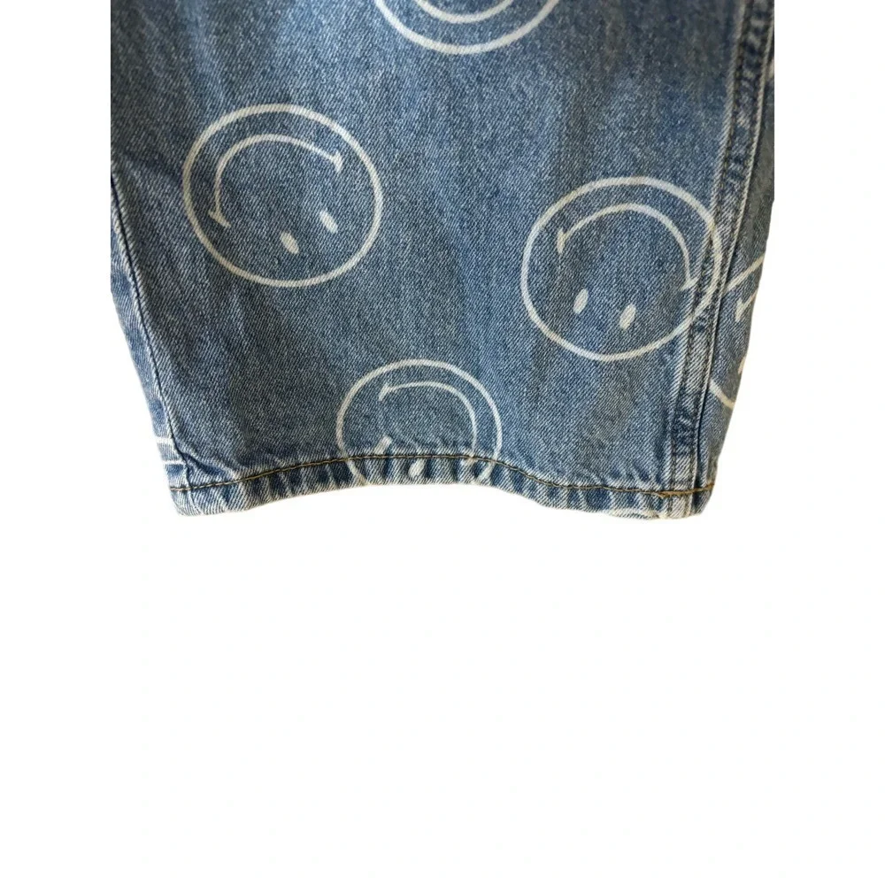 Smiley x H&M smiley Face Wide Leg Straight Leg Smiley Face denim Jeans Size 0